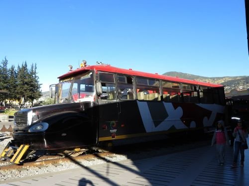 RIDE ECUADOR BY TRAIN, RAIL, RAILROAD & RAILWAY: Much of the train service until the late 70s were done in converted busses on train wheels. Several of such train-busses have been fully restored and converted to comfortable tourist trains.