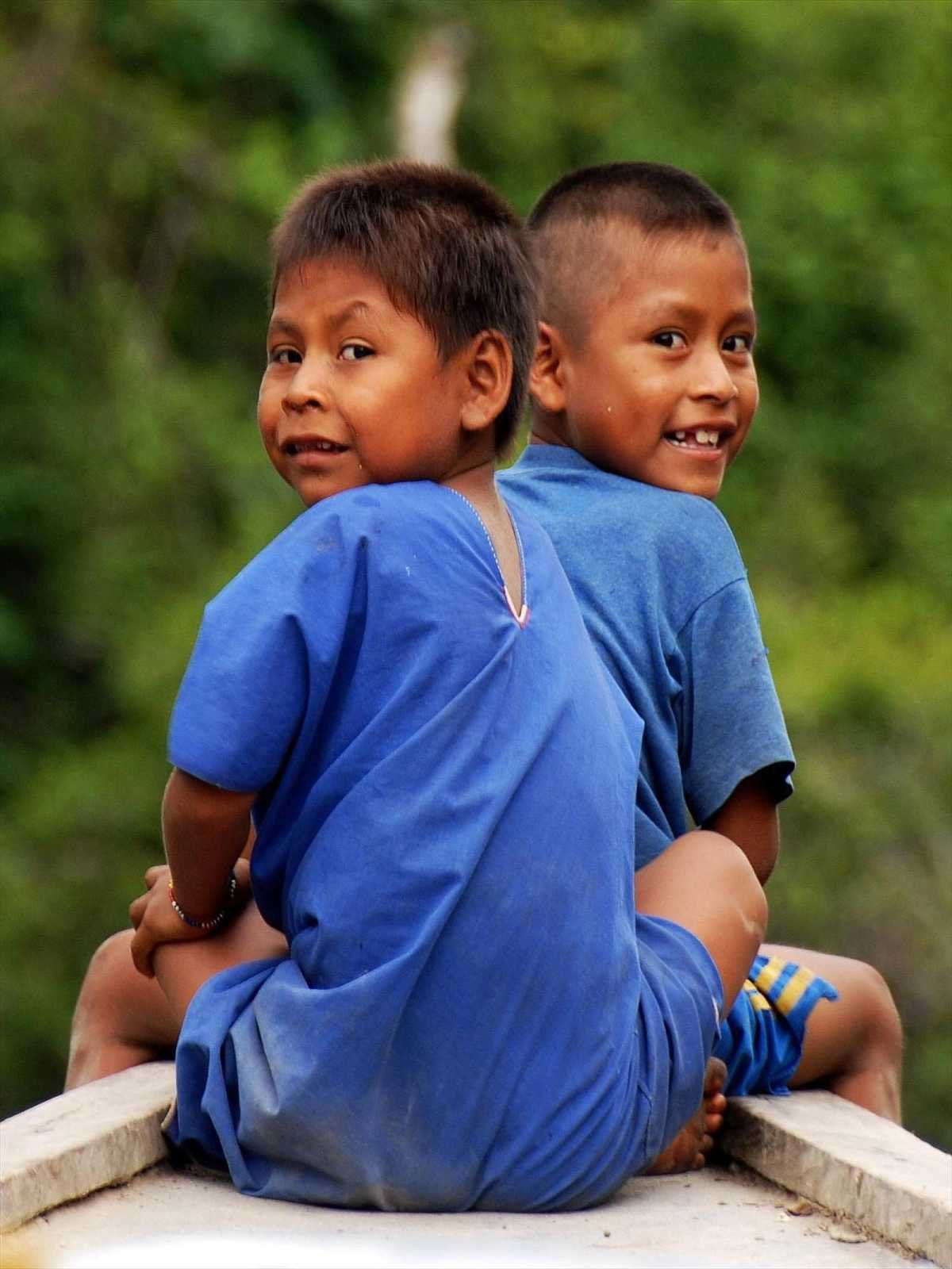 Indian boys in a boat